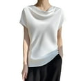 thumbnail image 2 of Byworldtasic Women's Basic Shirt Women's Silk Satin Cowl Neck Short Sleeve T-Shirt Elegant Dressy Casual Summer Blouse Shirt Solid Top, 2 of 4