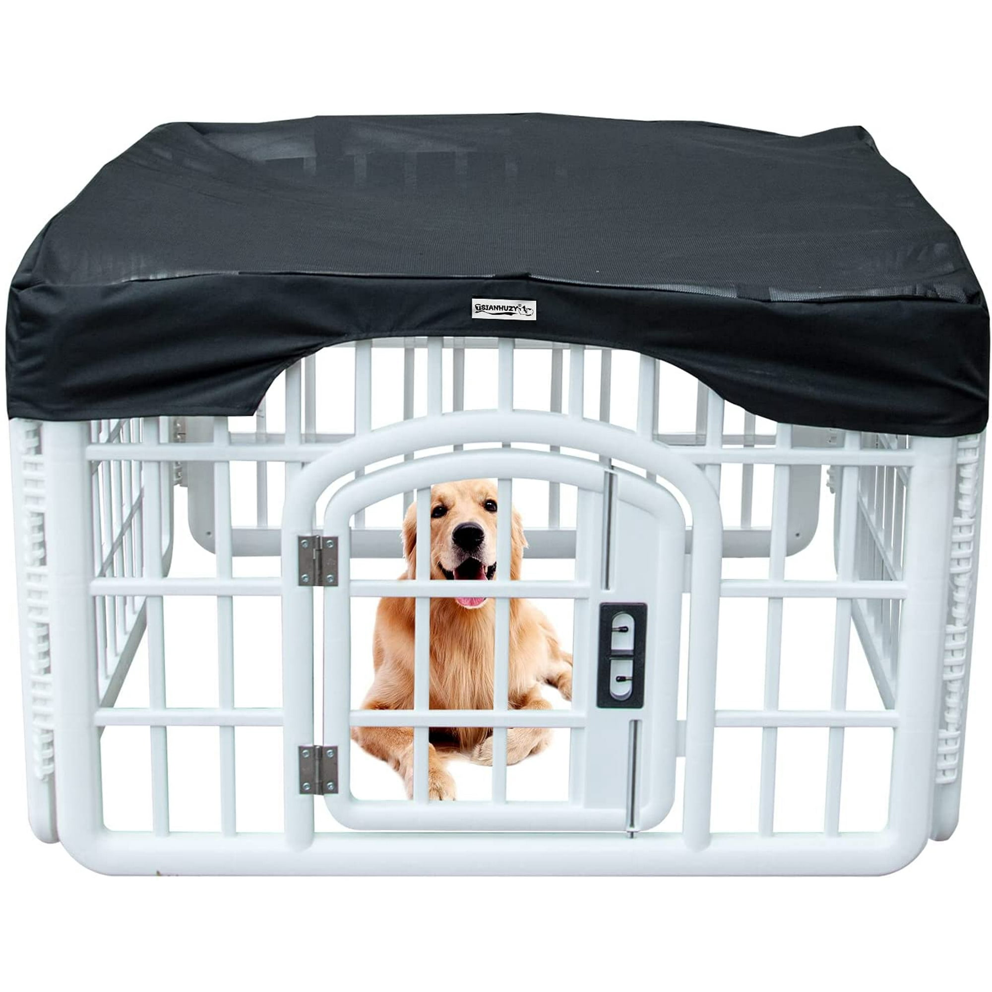 Iguohao Dog Playpen Mesh Top Cover Prevent Pet Escape Provide Shade Durable Mesh Fabric Top Cover Portable Foldable Washable Dog Pen Cover Fits All