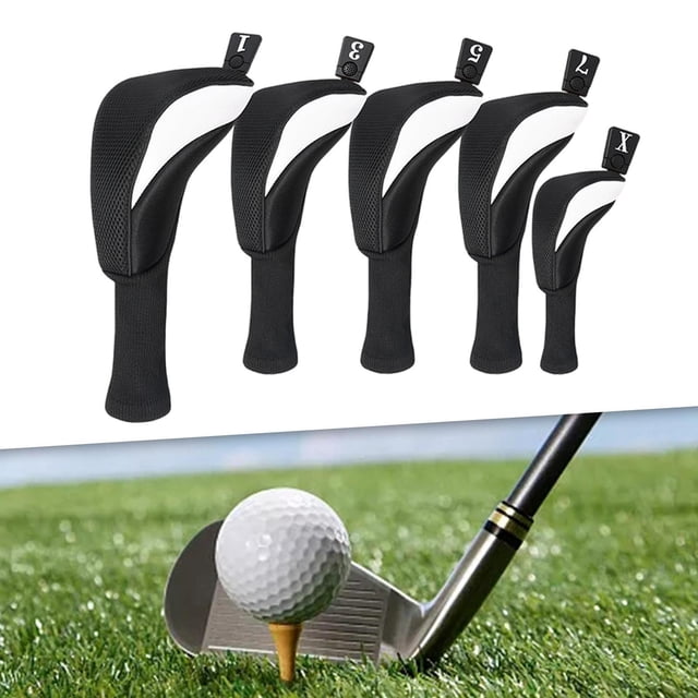 5 fundas de madera para palos de golf Colamx modernas regalo para golfistas adultos Negro