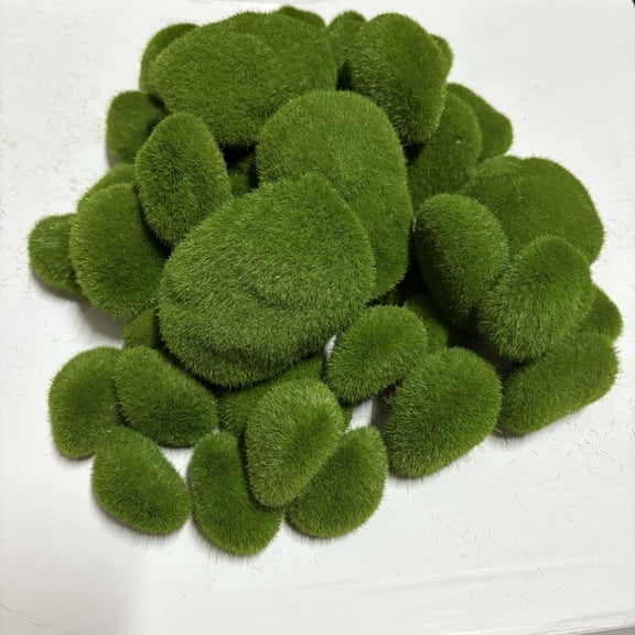 Easter Artificial Moss-covered Stone Fake Flocked Rock For Micro Landscape Bonsai Decor, Realistic Textured Design, Ideal For Home Garden Bonsai Terrarium Easter Party Decor A