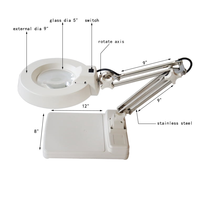 20X Bench-top Magnifier Lamp 110V Table Magnifier LED Lamp for Reading and Working