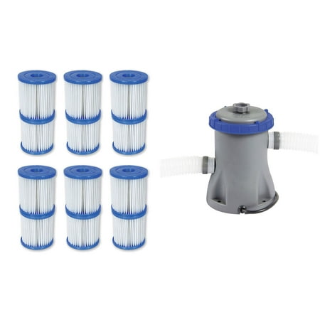 Bestway Type V/K 330 GPH Filter Cartridge (6 Pack) + Filter Pump (Best Way To Flush Out Your System)