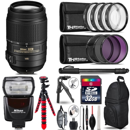 Nikon DX 55-300mm VR+ SB-700 AF Speedlight + UV-CPL-FLD - 32GB Accessory Kit