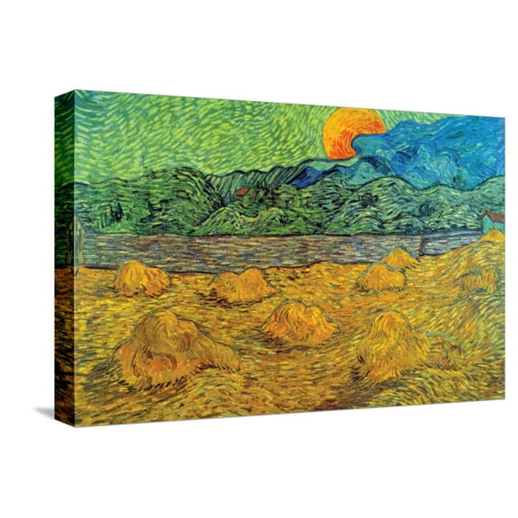 Art.com Rising Moon Stretched Canvas Print Wall Art by Vincent van Gogh, 18" x 12"