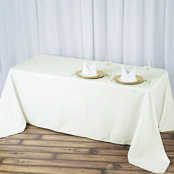 Balsa Circle 90" x 132" Premium Polyester Rectangular Tablecloth Table Linens Ivory