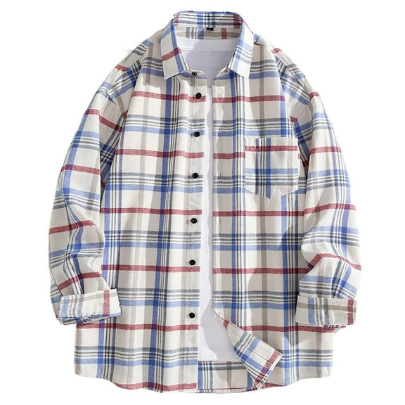 Mens Shirts Mens Plaid Shacket Tops Button Down Long Sleeve Flannel Shirts Casual Fall Clothes Lightweight Shirt Jacket
