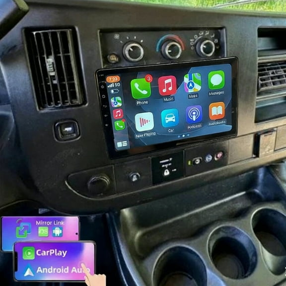 Eforcase Car Stereo for Chevrolet Express 2500 3500 2008-2024, 2 32G Android Car Radio with WiFi Wireless Carplay Android Auto,GPS,FM,SWC,Bluetooth,Backup Camera