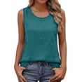 thumbnail image 2 of Fnhpitd Cotton-Linen Blend Tank Tops for Women Summer 2026 Casual Plus Size Sleeveless Gauze Shirts Tank Tops Basic Summer Casual Crewneck Blouse Green Size: L, 2 of 7