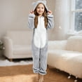thumbnail image 2 of Ruyang Fleece Jumpsuit for Boys Girls Fuzzy Bear Outfits Kids Sherpa Hooded Onesie Fall Winter Warm Zip Up Bodysuit, 2 of 6