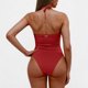 thumbnail image 5 of Trajes de baño de una pieza para mujer, conjuntos de bikini sin espalda con tirantes ajustables a la moda de color sólido para mujer, traje de baño para mujer, 5 of 5