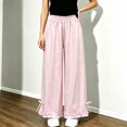 thumbnail image 5 of Lmnyox Wide Leg Pants for Girls Fashion Cute Baggy High Waist Trousers Lightweight Solid Color Workout Pants, 5 of 8