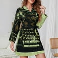 thumbnail image 3 of VINTAGE TYPEWRITER Pop Art Night Robe Long Sleeve V Neck Robe With Belt Women's Sleepwear Dresses, 3 of 9