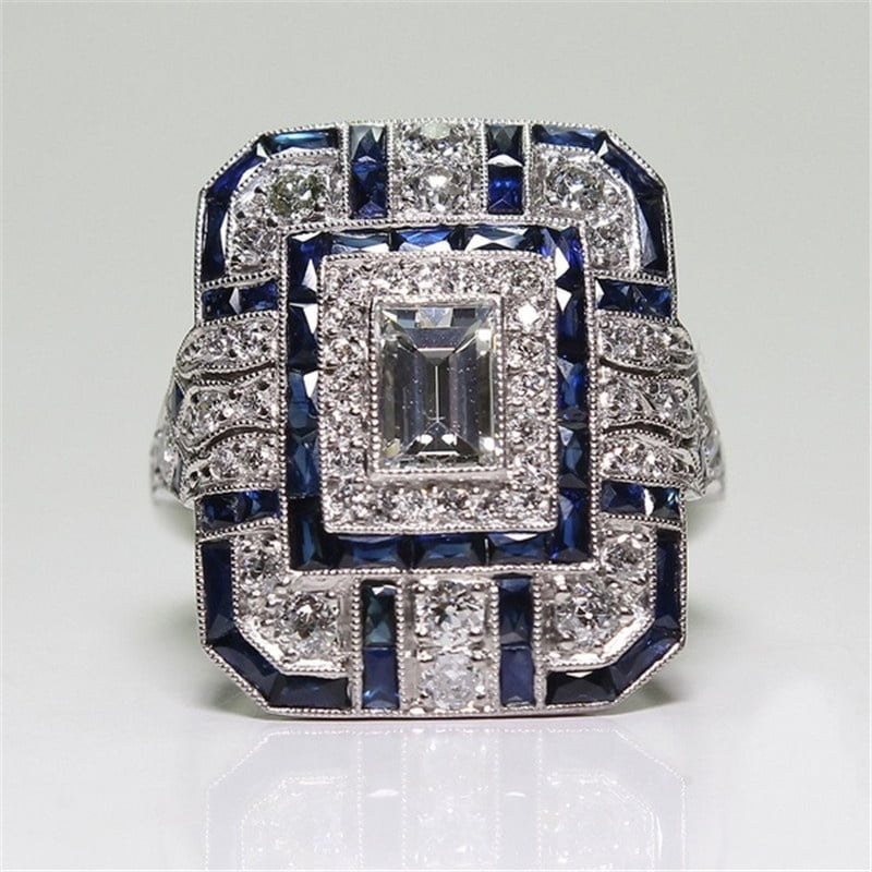 #286 5.5 CT BLUE LAB SAPPHIRE ANTIQUE DECO STYLE .925 STERLING SILVER RING 