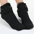 thumbnail image 6 of TANGNADE Ankle Socks for Women 1 Pair Lace Ruffle Frilly Comfortable Cute Cotton Ladies Girl Socks Black, 6 of 7