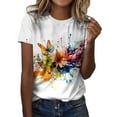 thumbnail image 1 of LUOGENLI T-shirts pour Femmes T-shirts d'Été Décontractés Mode Col Rond Manches Courtes Imprimé Floral T-Shirt Haut T-shirts Graphiques Saint-Valentin Jaune TG, 1 of 4