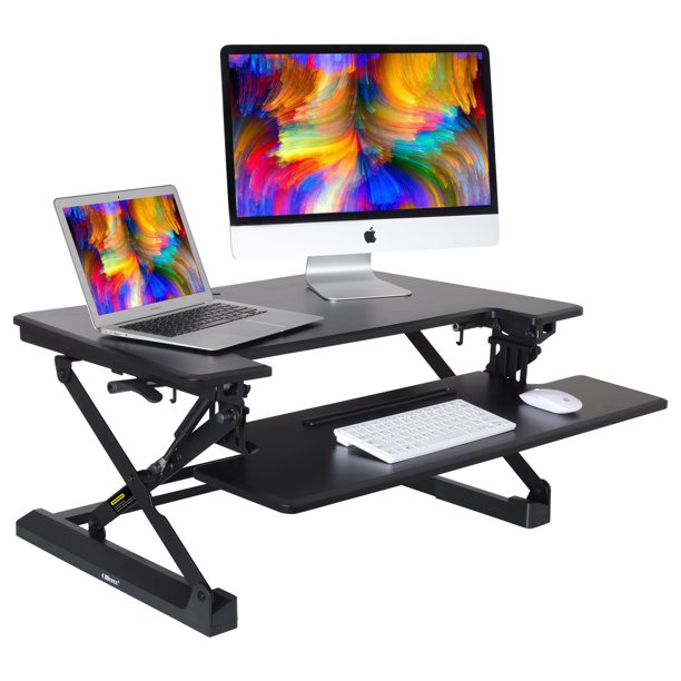 Mllieroo Adjustable 35'' Standing Desk Dual Monitor Riser Spring Stand
