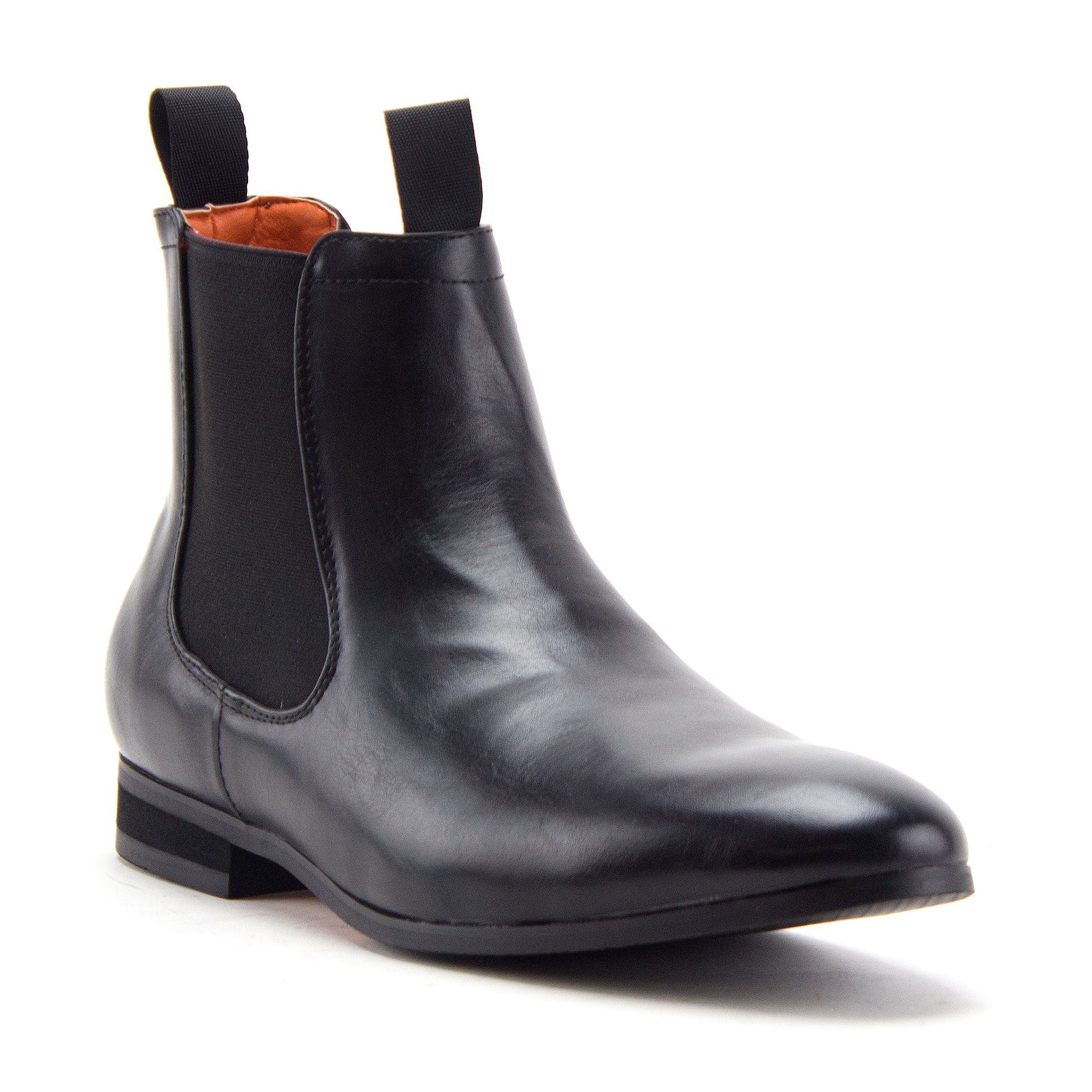 Jazame - Men's B-745 Pull-On Round Toe Ankle High Chelsea Dress Boots