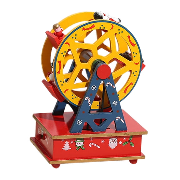 Lazsy Christmas Music Box Desktop Ornament Wheel Christmas Statue Decorative Christmas yellow