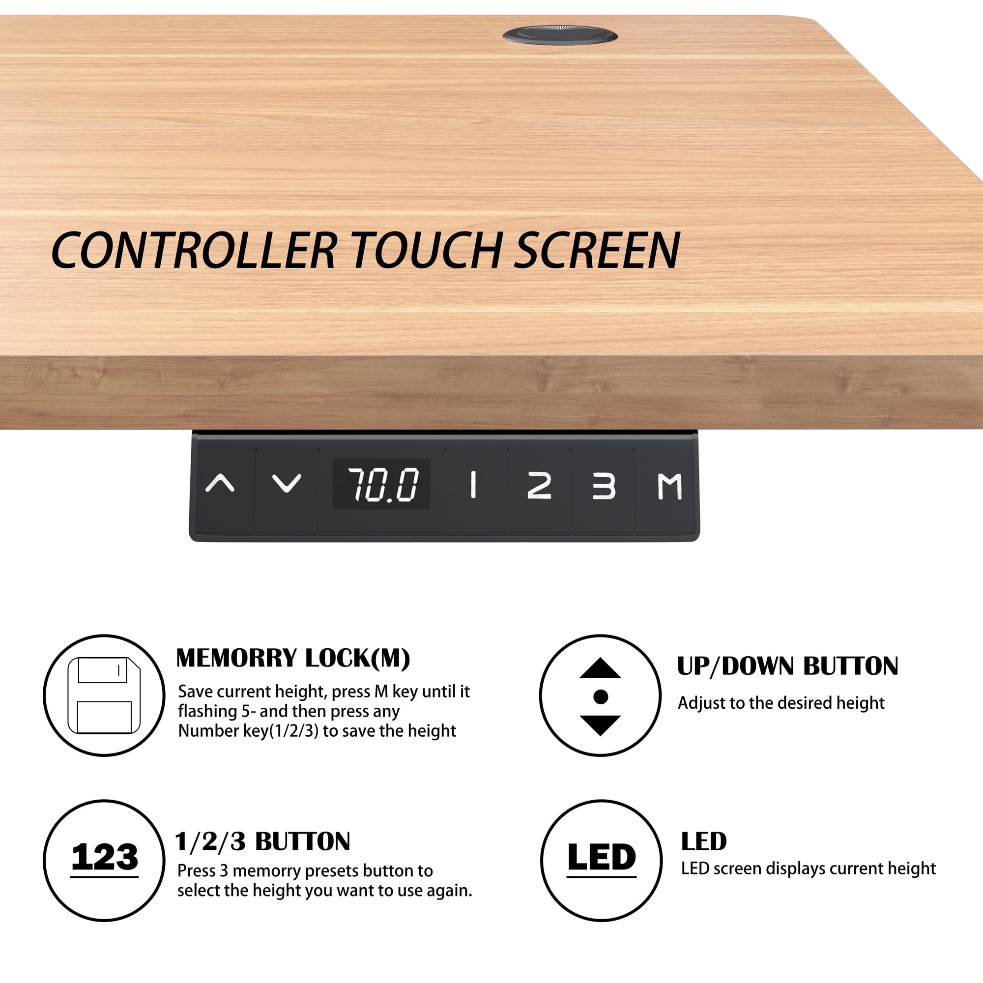 Sobaniilo 48'' x 24'' Electric Height Adjustable Standing Desk, Home Office Sit Stand Desk Stand Up Computer Workstation (Black Frame + Bamboo Top)