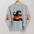 thumbnail image 2 of VKOYWKM Women's Halloween Print Crew Neck Sweatshirt Cute Spooky Graphic Sweatshirts Oversized Long Sleeve Sweatshirts Fall Pullover, 2 of 6