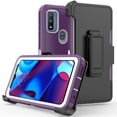thumbnail image 1 of Rtmgob for Motorola Moto G Play 2023 / Moto G Pure / Moto G Power 2022, Dual Layer Protection Phone Case with Belt Clip (Purple&White), 1 of 5
