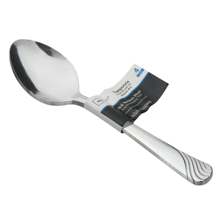 Mainstays Swirl Stainless Steel Dinner Spoons, 4-Piece Set, Silver