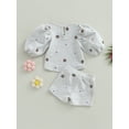 thumbnail image 4 of Arvbitana 0-3 Years Infant Baby Girls Shorts Set Flower Print Puff Sleeve T-shirt with Shorts Summer 2-piece Outfit, 4 of 8