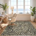 thumbnail image 3 of Design&I 8'x10' Washable Area Rug Sleek Flatweave Pet Friendly Abstract Curved Band Interlocking Minimalism Composition Lightweight for King Size Bedroom, Under Bed, 3 of 7