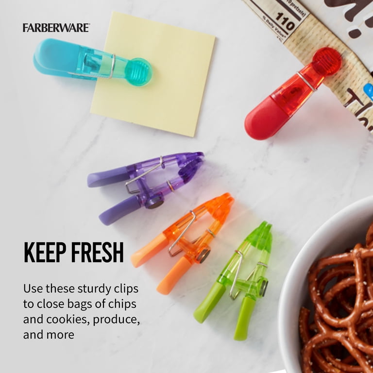 Farberware Plastic Bag Clips Set of 5 Translucent Multi-Color 0.23
