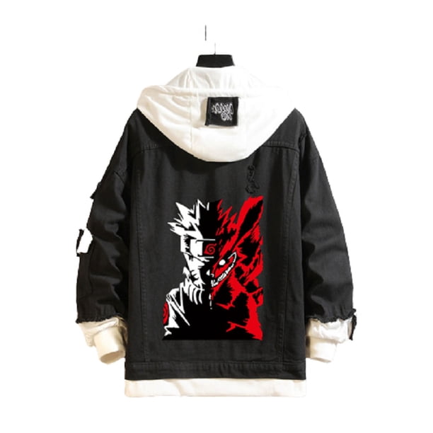 Chaqueta de mezclilla con estampado de Naruto ninja Kurama.