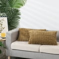 thumbnail image 6 of REGALWOVEN 2pcs Checked Faux Fur Plush Throw Pillow Covers Solid Soft Fuzzy Cozy Pillowcases Light Brown 12" x 20", 6 of 6