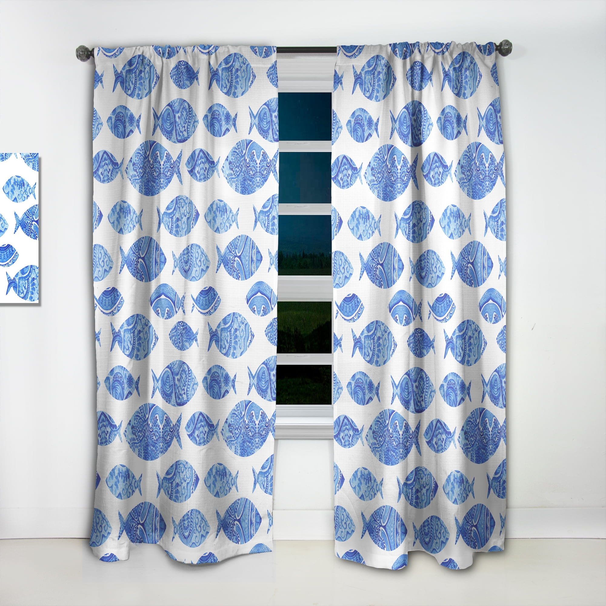 Designart 'Costal Life Form I' Nautical Curtain Panel