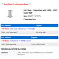 thumbnail image 2 of Air Filter - Compatible with 1998 - 2007 Isuzu NQR 1999 2000 2001 2002 2003 2004 2005 2006, 2 of 2