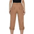 thumbnail image 4 of vigerkar Women's Casual Work Capris Pants High Waisted Business Dressy Pants Tapered Leg Trousers with Pockets Coffee, L, 4 of 8