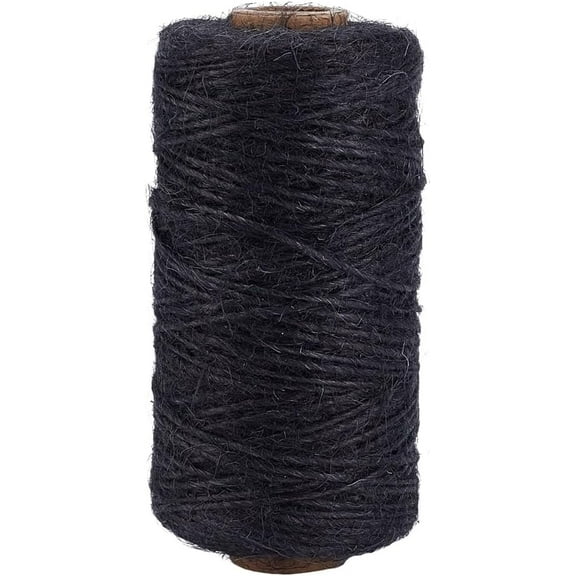 100M/328 Feet Black Jute Cord 1mm Rope Twine Macrame Natural Jute Thin Handmade Garden Wrapping Packing Hemp Hanging Roll String Thread for Gardening Home Gift Packing Wrapping Craft Decor