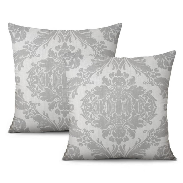 Housses d'Oreiller Patchwork Gris et Beige Style Ferme Moderne 16x16 Pouces - Lot de 2 pour Canapé et Lit