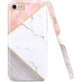 thumbnail image 1 of JAHOLAN Pink Geometric White Marble Design Clear Bumper Glossy TPU Soft Rubber Silicone Cover Phone Case Compatible with iPhone 7 iPhone 8 iPhone 6 6S, 1 of 6