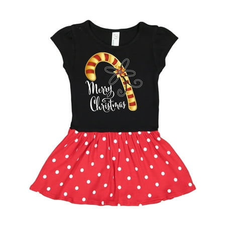

Inktastic Merry Christmas Red and Gold Candy Cane Gift Toddler Girl Dress