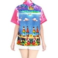 thumbnail image 3 of LA LEELA Women's Casual Beach Blouses Shirt Floral Blouse Short Sleeve Button Up Dress Tops Tee Shirts Hawaiian Dresses for Women XL Bottles, Autumn Pink, 3 of 5