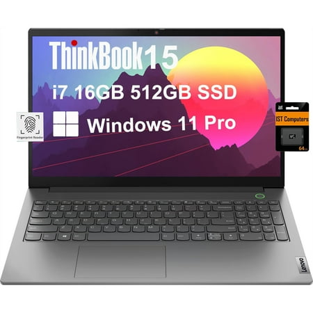 Lenovo ThinkBook 15 Gen 4 Business Laptop (15.6" FHD, 12th Gen Intel 10-Core i7-1255U, 16GB RAM, 512GB SSD), 1080p Webcam, Fingerprint, IST SD Card, Wi-Fi 6, Ethernet, Win 11 Pro, Grey - 2024