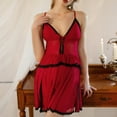 thumbnail image 5 of Soft V-neck sexy nightgown, lace red women's nightwear, mid-length dress, romantic gift for nighttime wear, 5 of 5