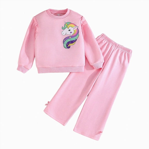 TOWED22 Infant Baby Girl Fall Clothes Toddler Winter Outfits Ruffle Sleeve Sweatshirts Bell Bottom Pants Headband Set,Pink,6-7 Y