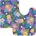 thumbnail image 4 of SKYSONIC Toilet Bathroom Rugs Sets 2 Piece, Tropical Fruit Flower Soft Absorbent Fluffy Toilet Mat Set Non-Slip Rubber Backing Bath Mats for Bathroom,23.6"x15.7"+17.3"x13.4", 4 of 7
