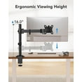 thumbnail image 5 of Single Monitor Mount, Arm for 13”-32” Monitors up to 17.6 lbs, Adjustable Stand with 16” Max Height, Desk Mount C-Clamp and Grommet Base, 75x75mm or 100x100mm, 5 of 5