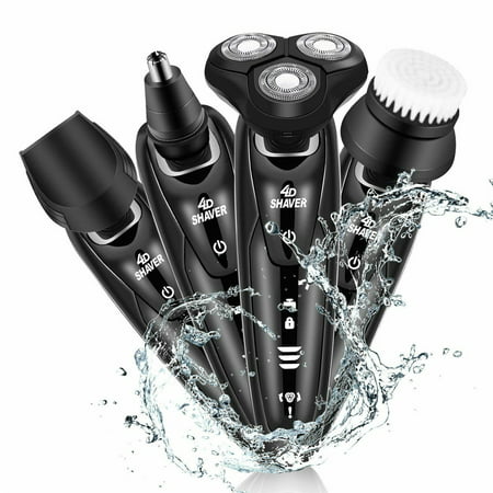 Electric Shaver Razor for Men, 4 in 1 Rotary Shaver Beard Trimmer Wet Dry Shaver Cordless Waterproof Portable Travel Rechargeable USB Fast Charging for Nose Hair Face Cleaning Best (Best Hair Clippers For Shaving Head)