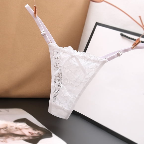 Zjloe7sa Women's Lingerie Set Women's Underpants Thong Panties Low Waist Lace Briefs Underwear White