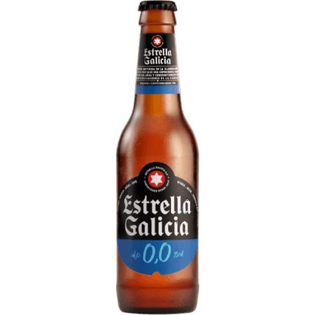 Estrella Galicia 0,0 Non-Alcoholic Beer 30 Pack, Made in Spain, 11.2oz/btl, includes Phone/Tablet Holder & Beer/Pairing Recipes