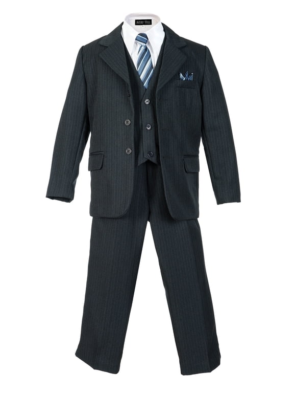 Boys Pinstripe Suit Set with Matching Tie (Toddler, Little Boys, Big Boys) Navy, 16