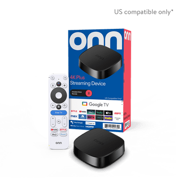 onn 4K Plus Streaming Device, Google TV - Ultra-fast Streaming, Stunning 4K UHD, 16GB Storage, 2GB RAM, Dolby Vision & Atmos, Remote with Voice Control