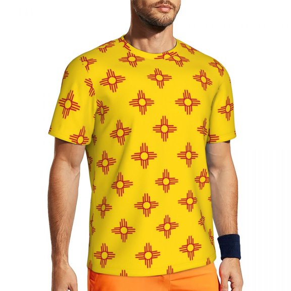 T Shirt For Men Zia Sun Symbol Man New Mexico State Flag Red Vintage Running T-Shirts Fast Dry Beach